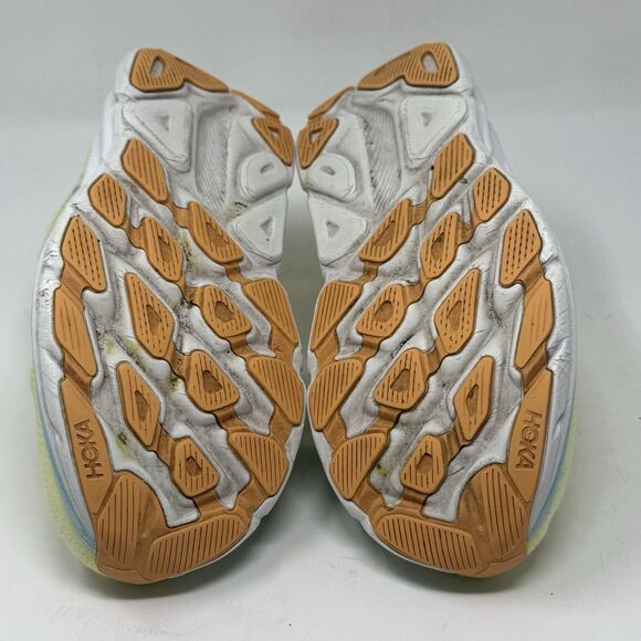 Hoka One One Clifton 9 Womens 9.5 M Yellow Blue Running Walking Shoes Sneakers - Picture 15 of 16